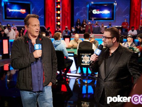Vince Vaughn and Jack Effel at the 2021 WSOP Main Event final table